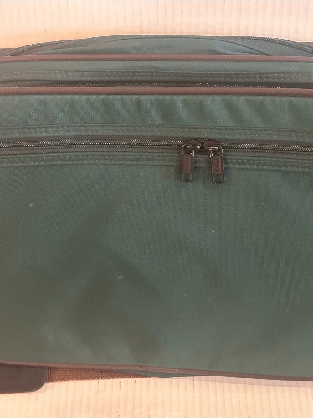 vintage green and brown ballistic nylon TUMI 2-Way Briefcase Messenger Bag Mint